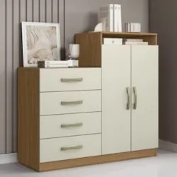 Cômoda Quarto Solteiro 120cm 4 Gavetas Iago Atacama/Areia A15 - Mpozen