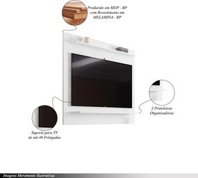 Painel para TVs até 50 Linden MDP/BP com 2 Prateleiras Branco G96 - Gran Belo