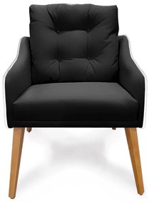 Poltrona Decorativa Delta Pés Palito Corano Branco / Veludo Preto - Sheep Estofados - Preto