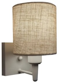 Arandela Quadrada Md-2033 Branco Cúpula em Tecido Cilíndrica Rustico Bege - Bivolt
