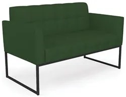 Sofá Namoradeira Base Industrial Preto Ana Veludo Luxo Verde - Ibiza
