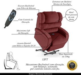 Poltrona do Papai Sala de Cinema Reclinável Kylie Elevação Lift Elétrico PU Vermelho G23