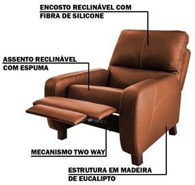Poltrona do Papai Reclinável Manual Viena Two Way Couro Marrom Claro G40 - Gran Belo