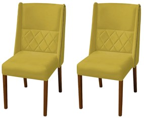 Kit 2 Cadeiras de Jantar Lecce Veludo Amarelo