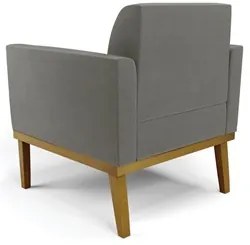 Sofá Namoradeira e 2 Poltronas Base Madeira Castanho Maressa Suede Gra