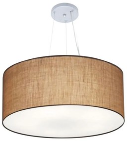 Lustre Pendente Cilíndrico Md-4074 Cúpula em Tecido 60x30cm Palha - Bivolt