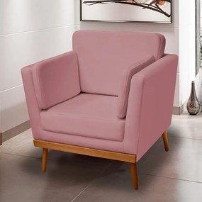 Poltrona Decorativa Siena Veludo Rose