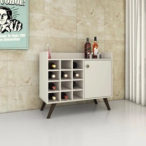 Adega Aparador  Retrô 1 porta e 12 porta Garrafas - Branco