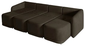 Sofá Cama Modulado Retrátil e Reclinável Decorativo Varsóvia 436cm Veludo Marrom G33 - Gran Belo