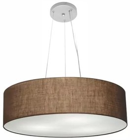 Lustre Pendente Cilíndrico Md-4190 Cúpula em Tecido 55x15cm Café - Bivolt