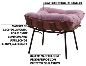 Kit 2 Puffs Decorativos Sala de Estar Abel Base de Madeira Preto Suede Rosa G41 - Gran Belo