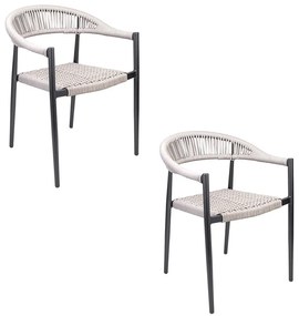 Kit 2 Cadeiras Área Externa de Alumínio Carmy com Corda Naútica Grafite/Amêndoa G56 - Gran Belo