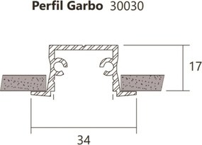Perfil Embutir Para Fita Led Garbo 200Cm 3,4X200X1,7Cm | Usina 30030/2... (BT - Branco Texturizado)