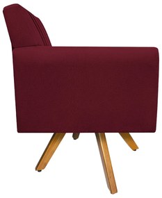 Poltrona Laura Base Giratória de Madeira Suede Bordô - ADJ Decor