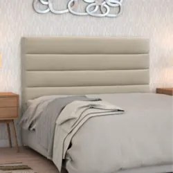 Cabeceira Casal Queen 160cm Greta Suede Liso Bege Z51 - Mpozenato