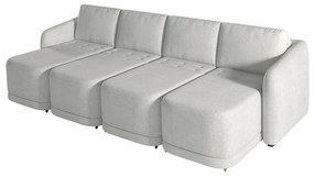 Sofá Cama Modulado Retrátil e Reclinável Decorativo Varsóvia 436cm Bouclê Cinza G33 - Gran Belo