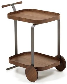 Carrinho Bar Manhattan Nogueira Base Metalizado Ônix - 78961 Sun house