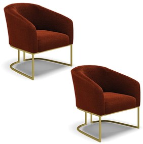 Poltrona Decorativa Industrial Dourado kit 2 Stella Bouclê D03 - D'Rossi - Terra
