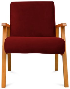 Kit 2 Poltronas Decorativas Alexa Braça de Madeira Suede Bordô - Sheep Estofados