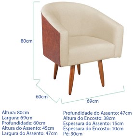Kit 2 Poltronas Jade Decorativa Moderna Sala de Estar Quarto Escritório Conforto Corano Nozes e Bouclé Pés Palito