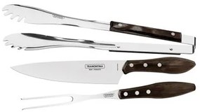 Jogo para Churrasco Tramontina em Aço Inox com Cabo Castanho Polywood 3 Peças