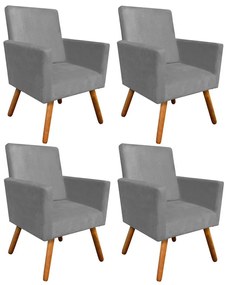 KIT 04 POLTRONAS NINA SUEDE GRAFITE PES