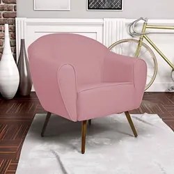 Poltrona Decorativa Sala de Estar Nina Pés Palito Madeira C-105 Linho