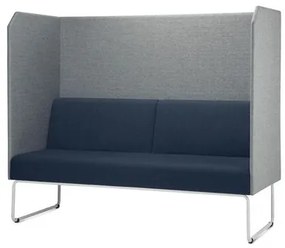 Sofa Privativo Pix com Divisoria Courino Cinza Claro e Assento Courino Azul Base Aco Branco - 55090 Sun House