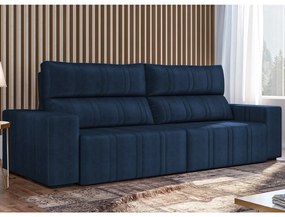 Sofá Retrátil 254 cm Sala de Estar Leonel Suede Azul Marinho G52 - Gran Belo