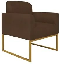 Kit Namoradeira e 1 Poltrona Decorativa Base Industrial Dourada Maress