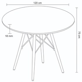 Mesa Sala de Jantar Gustave Redonda Tampo MDF Base Madeira Branco G56 - Gran Belo