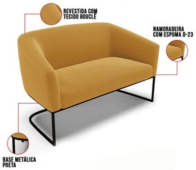 Namoradeira e 2 Poltronas Industrial Preto Stella Bouclê D03 - D'Rossi - Mostarda