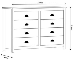 Cômoda Decorativa 8 Gavetas Madeira Maciça Osiris Freijó - G74 - Gran Belo