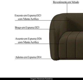 Poltrona Decorativa Sala de Estar Adam Veludo Marrom G45 - Gran Belo