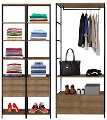 Quarto Modulado Closet 8 Gavetas Estilo Industrial Steel Quadra Vermon