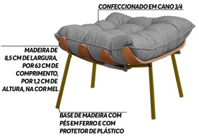 Kit 2 Puffs Decorativos Sala de Estar Abel Base de Madeira Dourada Linho Cinza G41 - Gran Belo