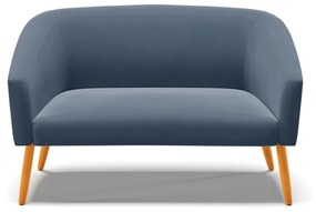 Namoradeira 02 Lugares Stella Suede Pés Palito Castanho - D'Rossi - Azul Marinho