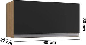 Armário Cozinha Aéreo Geladeira 60cm Basculante Leticia A01 - D'Rossi - Amendoa e Preto