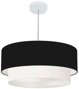 Lustre Pendente Duplo Cilíndrico Vivare Md-4356 Cúpula Tecido 55x50cm - Bivolt