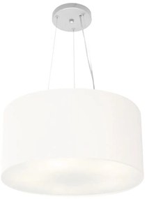 Lustre Pendente Cilíndrico Md-4185 Cúpula em Tecido 45x21cm Branco - Bivolt