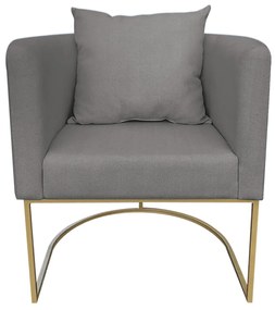 Poltrona Paola Linho Base Metálica Dourado D03 - D'Rossi - Grafite A26