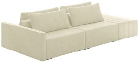 Sofá Ilha Modulado Milos 252cm Puff Lateral Veludo Bege G33 - Gran Belo