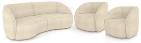 Conjunto Sofá Sala de Estar Bipartido 240cm e 2 Poltronas Clarke Bouclê Bege G45 - Gran Belo