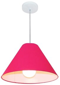 Lustre Pendente Cone Md-4078 Cúpula em Tecido 25/40x15cm Rosa Pink - Bivolt
