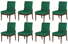 Conjunto 8 Cadeiras De Jantar Aurora Base Madeira Maciça Estofada Suede Verde Bandeira
