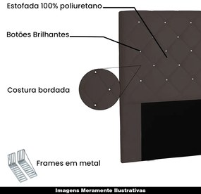 Cabeceira Decorativa Casal 1,40M Tàzio Suede Café G63 - Gran Belo