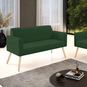 Sofá Namoradeira Pés Palito Natural Marisa Veludo D03 - D'Rossi - Verde
