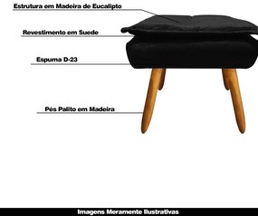 Puff Decorativo Pés Palito Charger Suede Preto G19 - Gran Belo