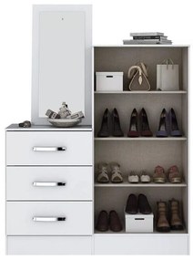 Cômoda para Quarto Balcão Multiuso 3 Gavetas 2 Portas Branca