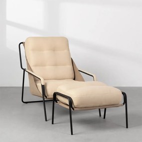 Poltrona Maggiolina com Puff – Bege